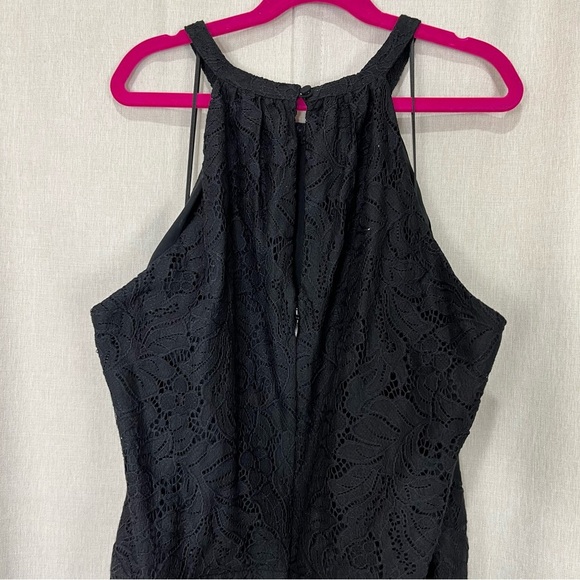 New Banana Republic 18 Black Floral Lace Midi Dress Party Date Wedding Spring - Picture 12 of 13